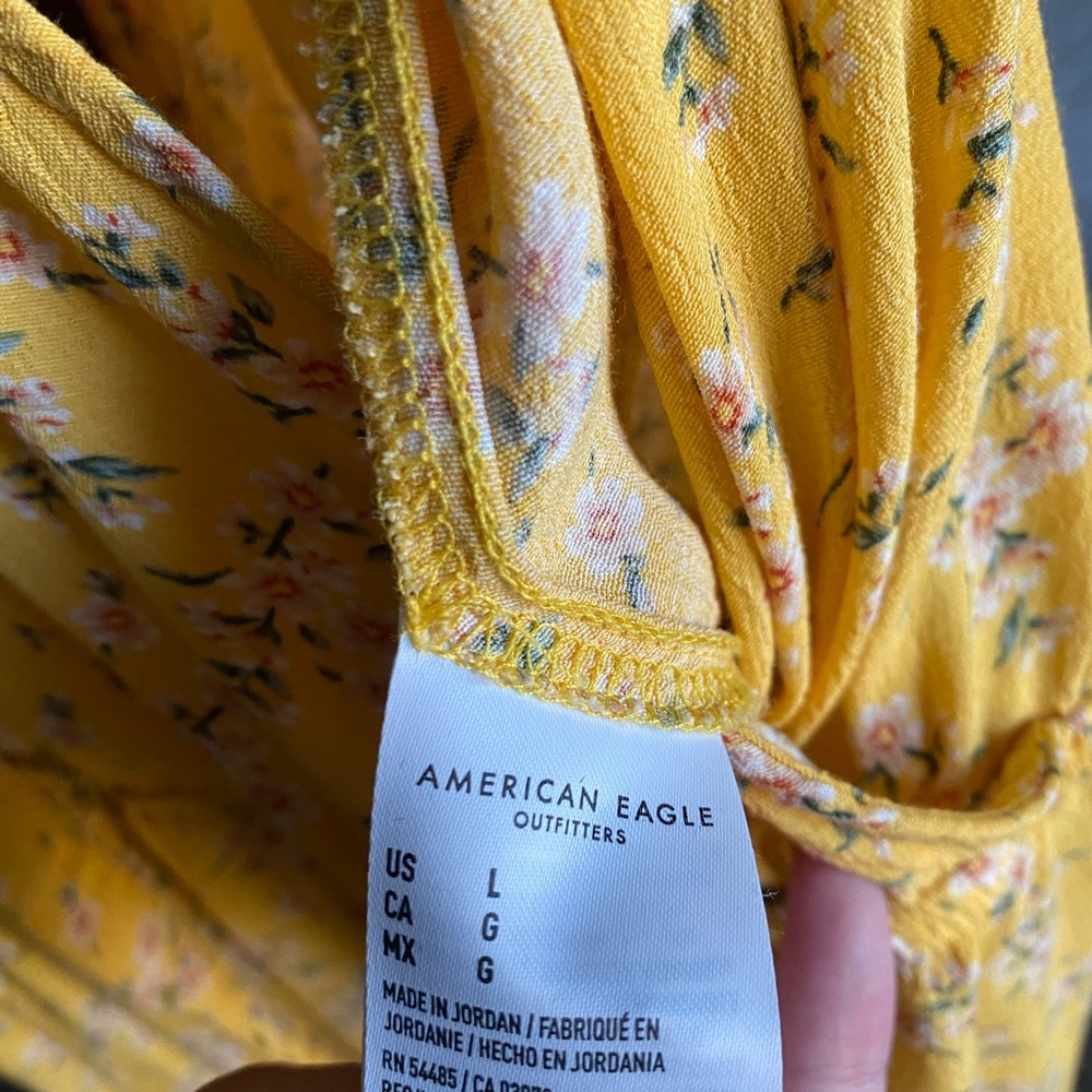 yellow american eagle jumpsuit